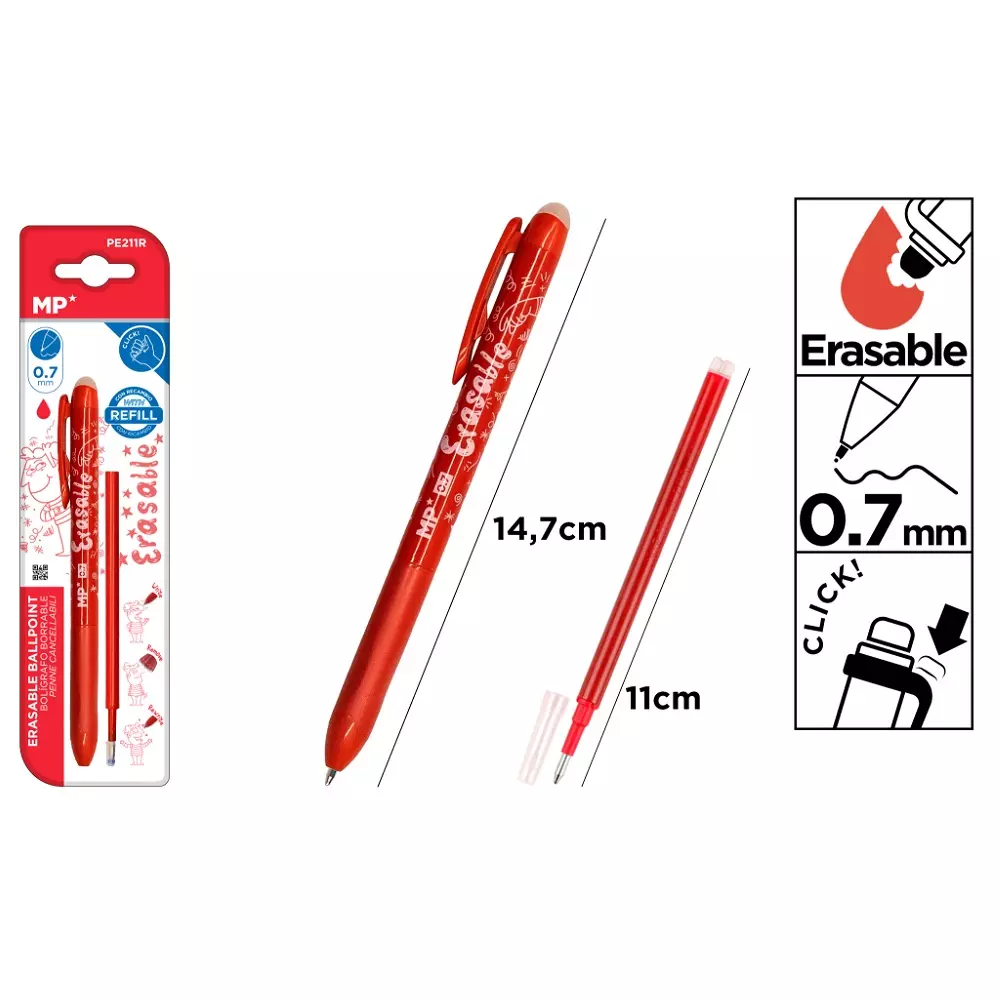 Bolígrafo Borrable Click Rojo