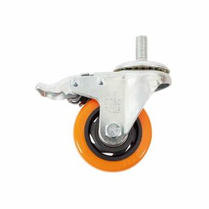 Rodaja De Pvc Naranja Giratoria 4″ Con Espiga Roscada De 1/2″ Con Freno ZF5197