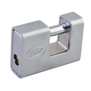 Candado de acero para cortina metálica 80 mm, cromo satinado, llave de puntos Lock L22C80QCBB