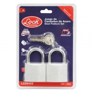 Juego De 2 Candados Cortos De Acero Estandar 45MM Lock L22S452