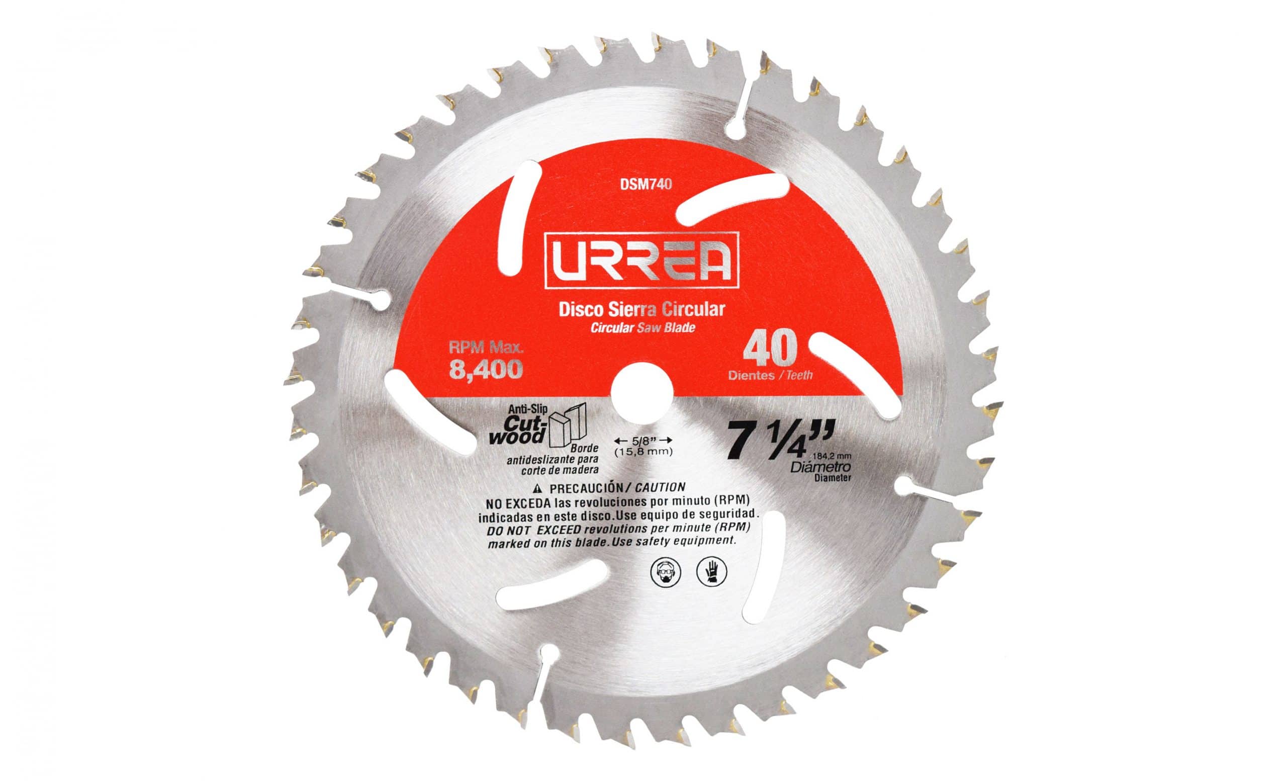 Disco para sierra circular para corte de madera 40 dientes, 7-1/4″ Urrea DSM740