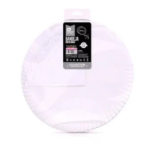 Bandeja Cartón Con Blonda Redonda Blanca Ø35cm